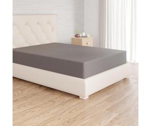 Amazon Basics Lenzuolo con angoli Piazze Francese, 140 x 200 cm, in 100% cotone jersey con altezza da 30cm, Grigio Scuro