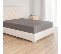 Amazon Basics Lenzuolo con angoli Singolo, 90 x 200 cm, in 100% cotone jersey con altezza da 30cm, Grigio Scuro