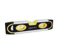 Amazon Basics livella torpedo magnetica e righello da 22.8 cm, a piombo/livella/bolla a 180, 90, 45 gradi, Nero, Giallo
