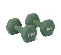 Amazon Basics - manubri neoprene set con supporto, 10 kg, Verde Oliva