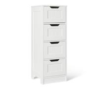 Amazon Basics Mobile da Bagno con 4 Cassetti, Mobile Sottolavabo, Struttura in MDF, Bianco, 30cm x 30cm x 82cm