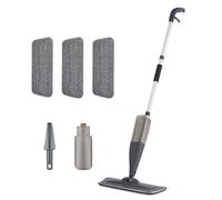 Amazon Basics - Mocio Lavapavimenti a Spruzzo per Pavimenti Bagnati e Asciutti con 3 Panni Lavabili e Raschietto