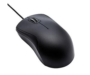 Amazon Basics Mouse silenzioso a 3 pulsanti con cavo USB, Standard, colore nero