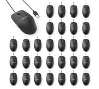 Amazon Basics Mouse USB a 3 pulsanti con cavo (Nero), confezione da 30