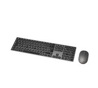 Amazon Basics Mouse wireless ricaricabile - Tastiera completa ultra sottile e silenziosa con tastierino numerico, FR Layout Gray, nero