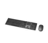 Amazon Basics mouse wireless ricaricabili, tastiera full size ultrasottile e silenziosa con tastierino numerico, Nero