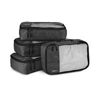 Amazon Basics Organizer da Viaggio Salvaspazio per Valigie, con Cerniera, 4 unità, confezione da 1, Piccolo, Nero