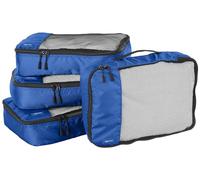Amazon Basics Organizer da Viaggio Salvaspazio per Valigie, con Cerniera, Set da 4 Pezzi, Medio, Blu