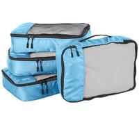 Amazon Basics Organizer da Viaggio Salvaspazio per Valigie, con Cerniera, Set da 4 Pezzi, Medio, Blu Cielo