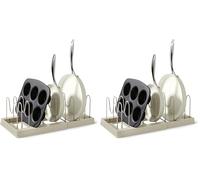 Amazon Basics Organizer per Pentole e Teglie, Include 10 Divisori, in Acciaio Inox, Espandibile da 31cm a 53cm (Confezione da 2)
