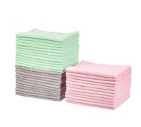 Amazon Basics - Panni in microfibra verde, grigio e rosa, confezione da 36