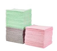 Amazon Basics Panno per la pulizia microfibra confezione da 48, 41 x 30.5 cm, Verde/Grigio/Rosa