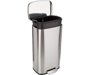 Amazon Basics Pattumiera rettangolare con chiusura silenziosa, 30 l/ 7.9 galloni, Satinato Nichel