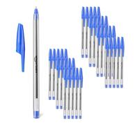 Amazon Basics - Penne a Sfera, Asciugatura Rapida, Ideali per Scuola e Ufficio, Punta Media (1,0mm), Blu, Confezione da 36