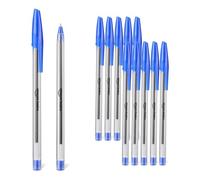 Amazon Basics - Penne a Sfera, Asciugatura Rapida, Ideali per Scuola e Ufficio, Punta Media (1,0mm), Blu, Confezione da 12