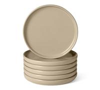 Amazon Basics Piatti da Insalata in Gres Smaltato, Set di 6 Pezzi, Adatti al Microonde e alla Lavastoviglie, 21cm, Grigio Lino