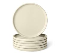 Amazon Basics Piatti per Antipasti in Gres Smaltato, Set di 6 Pezzi, Adatti al Microonde e alla Lavastoviglie, 17cm, Avorio