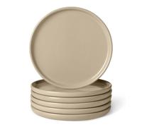 Amazon Basics Piatti per Antipasti in Gres Smaltato, Set di 6 pezzi, Adatti al Microonde e alla Lavastoviglie, 17cm, Grigio Lino