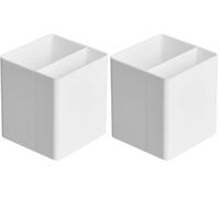 Amazon Basics Plastic Organizer - Portapenne per scrivania, bianco (Confezione da 2)
