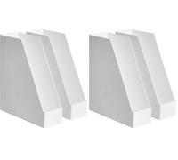 Amazon Basics Plastic Organizer - Portariviste, bianco - confezione da 4