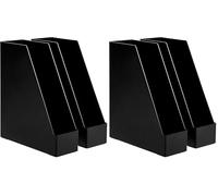 Amazon Basics Plastic Organizer - Portariviste, confezione da 4, Nero