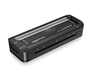 Amazon Basics Plastificatrice termica 3 in 1, formato A4, con funzioni di rifinitura, perforazione e smussamento degli angoli, con 10 pouches incluse, spina del EU, Nero