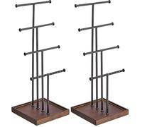 Amazon Basics Portagioielli ad albero a quattro livelli, Noce/Nero (Confezione da 2)