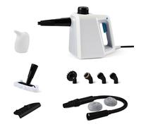 Amazon Basics Pulitore a Vapore Portatile per la Casa con 9 Accessori, Potente Getto di Vapore da 1000W, Serbatoio da 250mL, Bianco