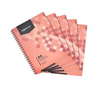 Amazon Basics Quaderno con rilegatura a spirale, 80 fogli/160 pagine, formato A4, 90 g/m², 5 unità, confezione da 1, Bianca