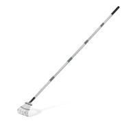 Amazon Basics - Rastrello da Giardino, Manico in Acciaio Regolabile da 98 cm a 204.5 cm, Oliva/Nero/Argento