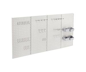 Amazon Basics Rettangolare Kit di pannelli in metallo per appendere attrezzi, 48 unità, Grigio