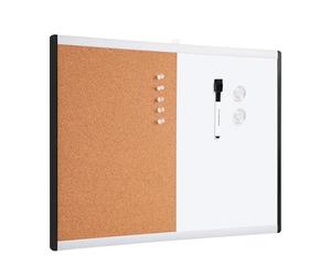 Amazon Basics Rettangolare Lavagna magnetica cancellabile e bacheca combinata, con struttura in plastica e alluminio, Confezione singola, 43 x 58 cm, Bianco, giallo