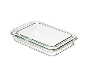 Amazon Basics Rettangolare Pirofile in vetro, set da 2 pezzi, 1 x 2,2 l, 1 x 3 l, Trasparente