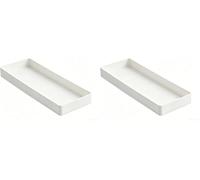 Amazon Basics Rettangolare Plastic Organizer - Mezza vaschetta portaoggetti, 23.8 x 8.3 x 2.5 cm, colore: bianco (Confezione da 2)