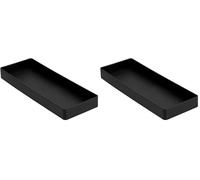 Amazon Basics Rettangolare Plastic Organizer - Mezza vaschetta portaoggetti, 23.9 x 8.4 x 2.5 cm, colore: nero (Confezione da 2)