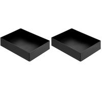 Amazon Basics Rettangolare Plastic Organizer - Vaschetta portaoggetti, 23.8 x 17 x 5 cm, nero (Confezione da 2)
