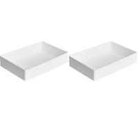 Amazon Basics Rettangolare Plastic Organizer - Vaschetta portaoggetti, 24 x 17 x 5 cm, bianco (Confezione da 2)