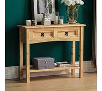 Amazon Basics Rettangolare TBC tavolo consolle Corona, 2 Cassetti Con Ripiano, Legno Di Pino Naturale, 70 x 83 x 31 cm (In precedenza marchio Movian)