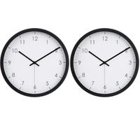 Amazon Basics Rotondo Orologio da parete classico, silenzioso, a batteria, facile da leggere, 30 cm, nero (Confezione da 2)
