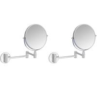 Amazon Basics Rotondo Specchio cosmetico da parete, ingrandimento 1x/5x, Cromo, 15.2 x 1.18 cm (Confezione da 2)