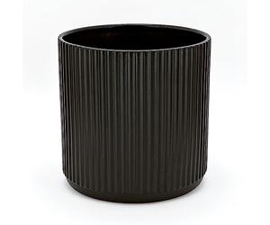 Amazon Basics Rotondo Vaso in ceramica scanalato, 20.3 cm, nero