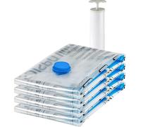 Amazon Basics Sacchetti di stoccaggio sottovuoto con pompa a mano, Cerniera, confezione da 4, X-Jumbo, Trasparente