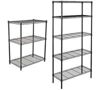 Amazon Basics Scaffalatura A 5 Ripiani, Nero & Scaffalatura A 3 Ripiani, Nero -