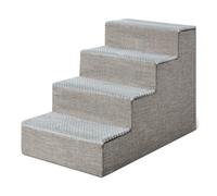 Amazon Basics - Scaletta per Cani da 46,7cm, Scaletta a 4 Gradini per Letto e Divano Alti, Scala con Base Antiscivolo da Interno per Cani e Gatti, Grigio