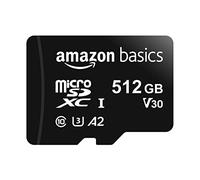 Amazon Basics - Scheda di Memoria microSDXC con Adattatore Formato SD, A2, U3, Velocità di Lettura Fino a 100MB/s, 512GB, Colore Nero