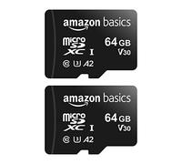 Amazon Basics - Scheda di Memoria microSDXC con Adattatore Formato SD, A2, U3, Velocità di Lettura Fino a 100MB/s, 64GB, Colore Nero (Confezione da 2)
