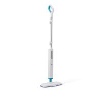 Amazon Basics Scopa a vapore per la pulizia dei pavimenti duri, con 3 panni lavabili e serbatoio dell'acqua da 450 ml, bianco