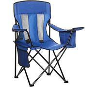 Amazon Basics Sedia da campeggio con tasca termica, Normale, Blu (Rete)