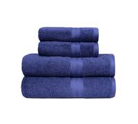 Amazon Basics Set Asciugamani Bagno Spugna 100% Cotone 2 Teli + 2 Asciugamani Viso, Blu Reale, Confezione 4 Pezzi