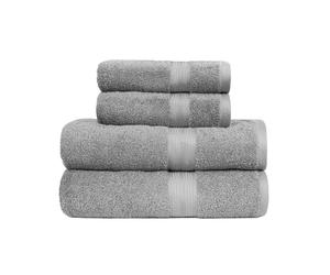 Amazon Basics Set Asciugamani Bagno Spugna 100% Cotone 2 Teli + 2 Asciugamani Viso, Grigio, Confezione 4 Pezzi